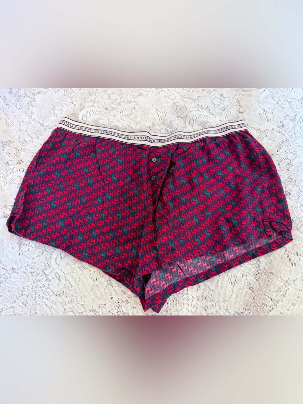 Victoria's Secret Reindeer Print Button-Front Lounge Shorts